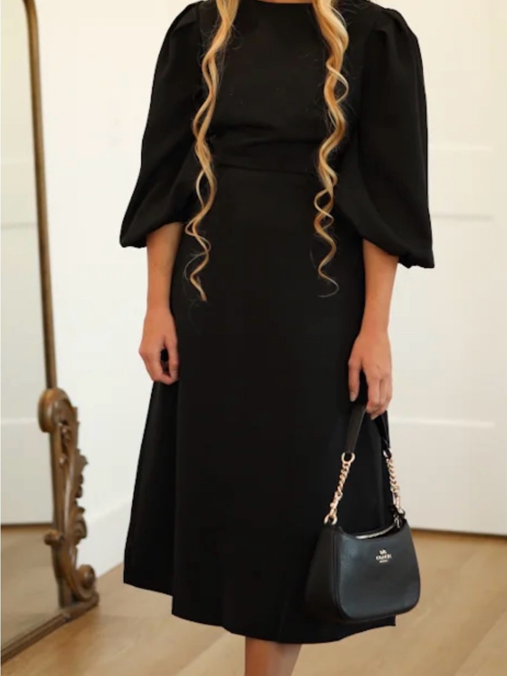 Black Midi Dress with Statement Sleeves